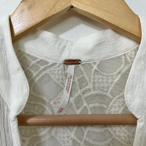 Free People Canyon Rose Embroidered Top Size XS White Angelcore Festival Boho - Picture 7 of 10